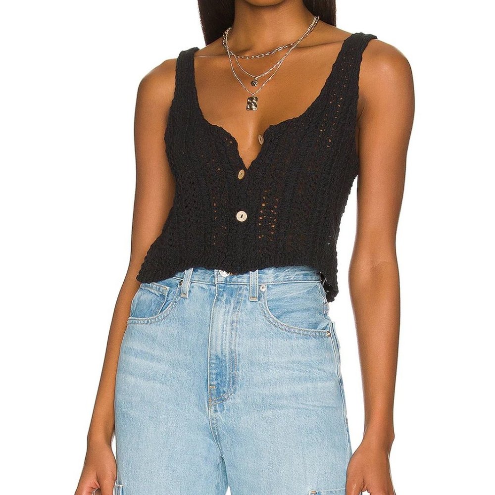 Crochet Cotton Blend Sweater Tank
